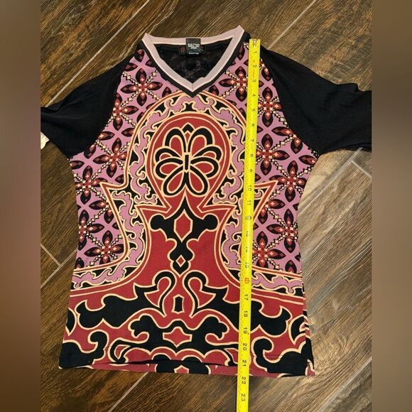 Custo Barcelona vtg graphics T with mesh shoulders, embroidered sleeves EUC SZ M - Picture 12 of 14